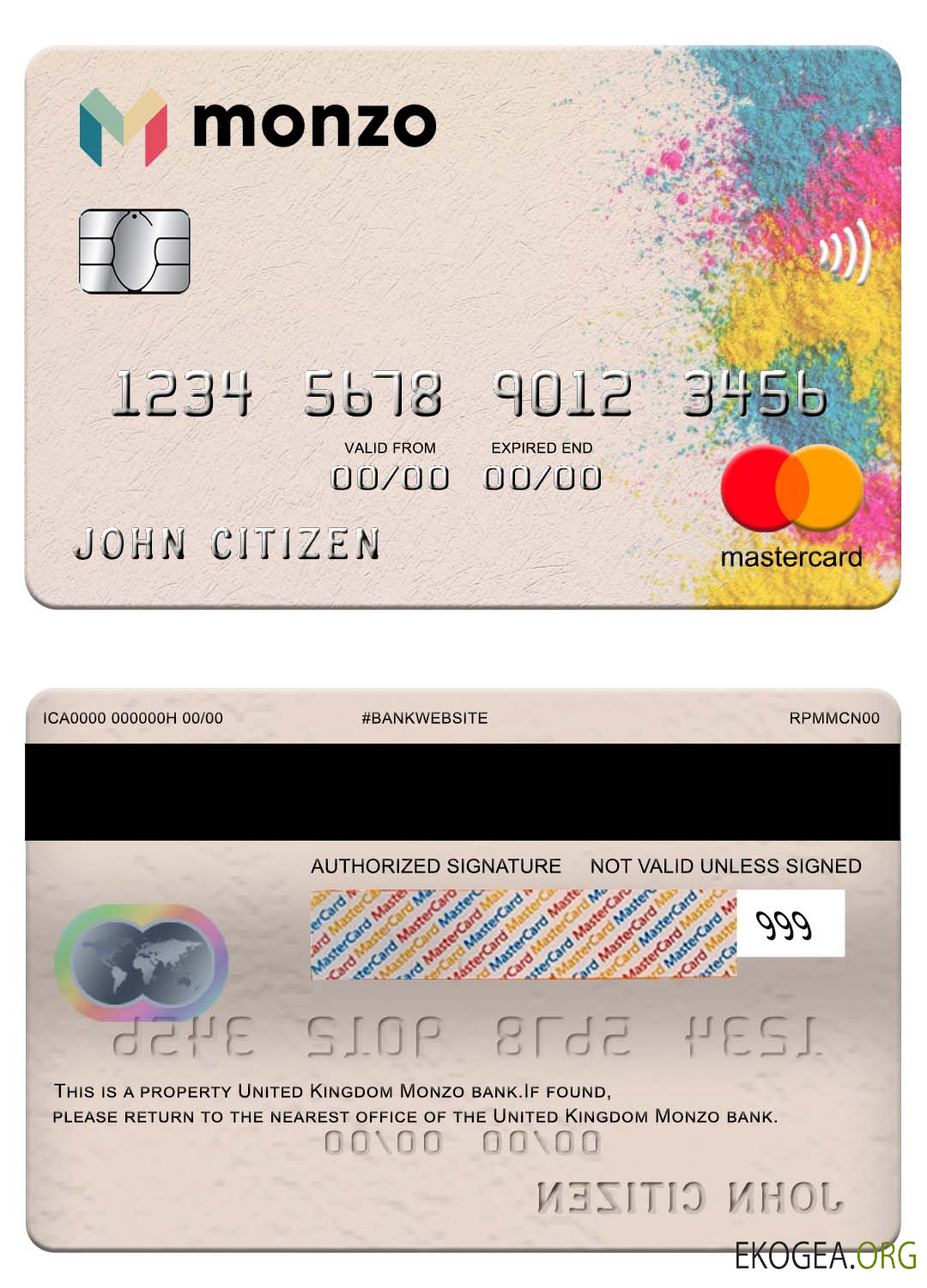 Royaume Uni Monzo bank mastercard